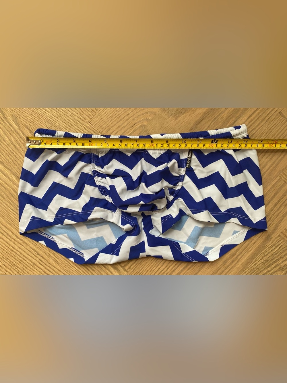 Men's Blue Chevron Ergowear Swim Shorts with Elastic Waist - Picture 2 of 4